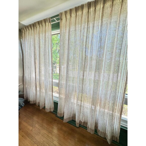 Vintage 70s curtain, tan, rust and brown, thick woven, pleated, for 1 panel - Picture 3 of 10